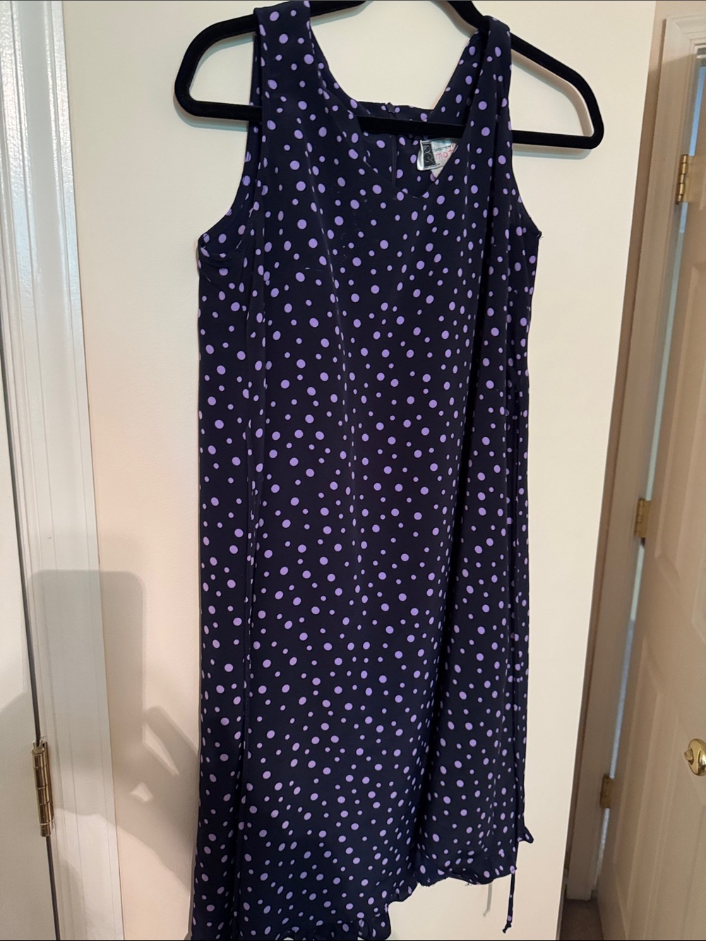 Maternity blue and purple polka dot dress